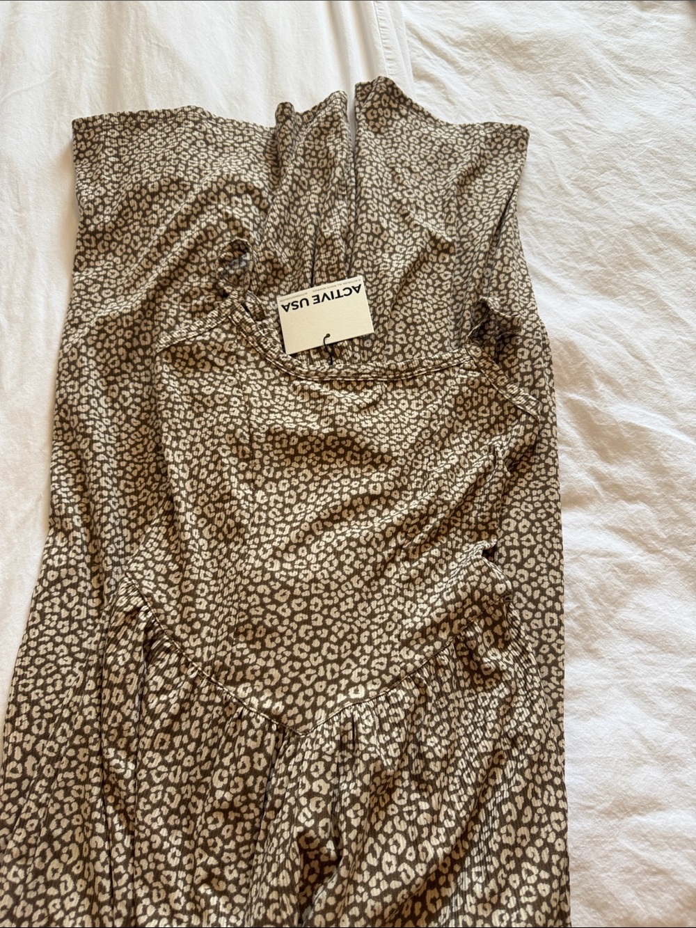 Active USA Beige and Brown Leopard Print Slip Dress